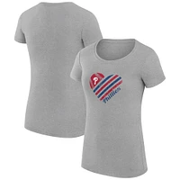 Women's G-III 4Her by Carl Banks  Heather Gray Philadelphia Phillies Heart Graphic Fitted T-Shirt