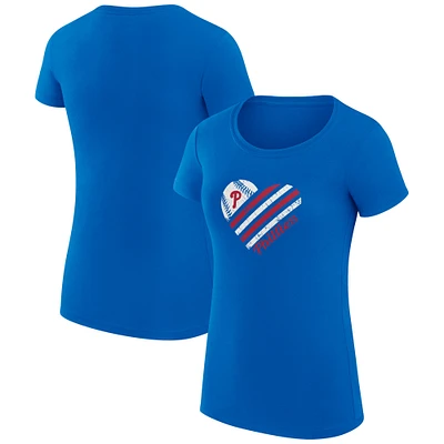 Women's G-III 4Her by Carl Banks  Royal Philadelphia Phillies Heart Graphic Fitted T-Shirt
