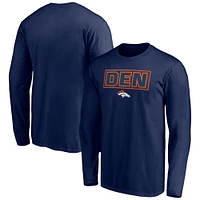 Men's Navy Denver Broncos Squad Throwbacks Long Sleeve T-Shirt