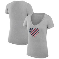 Women's G-III 4Her by Carl Banks  Heather Gray Atlanta Braves Heart V-Neck Fitted T-Shirt