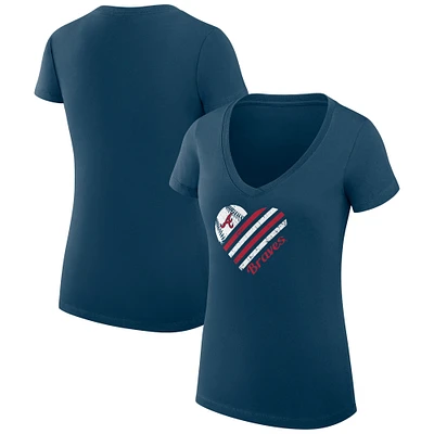 Women's G-III 4Her by Carl Banks  Navy Atlanta Braves Heart V-Neck Fitted T-Shirt