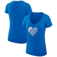 Women's G-III 4Her by Carl Banks  Royal Los Angeles Dodgers Heart V-Neck Fitted T-Shirt