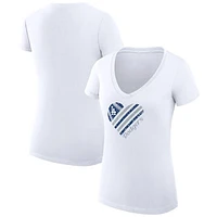 Women's G-III 4Her by Carl Banks  White Los Angeles Dodgers Heart V-Neck Fitted T-Shirt