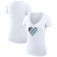 Women's G-III 4Her by Carl Banks Miami Marlins Heart V-Neck Fitted T-Shirt
