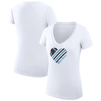 Women's G-III 4Her by Carl Banks Miami Marlins Heart V-Neck Fitted T-Shirt