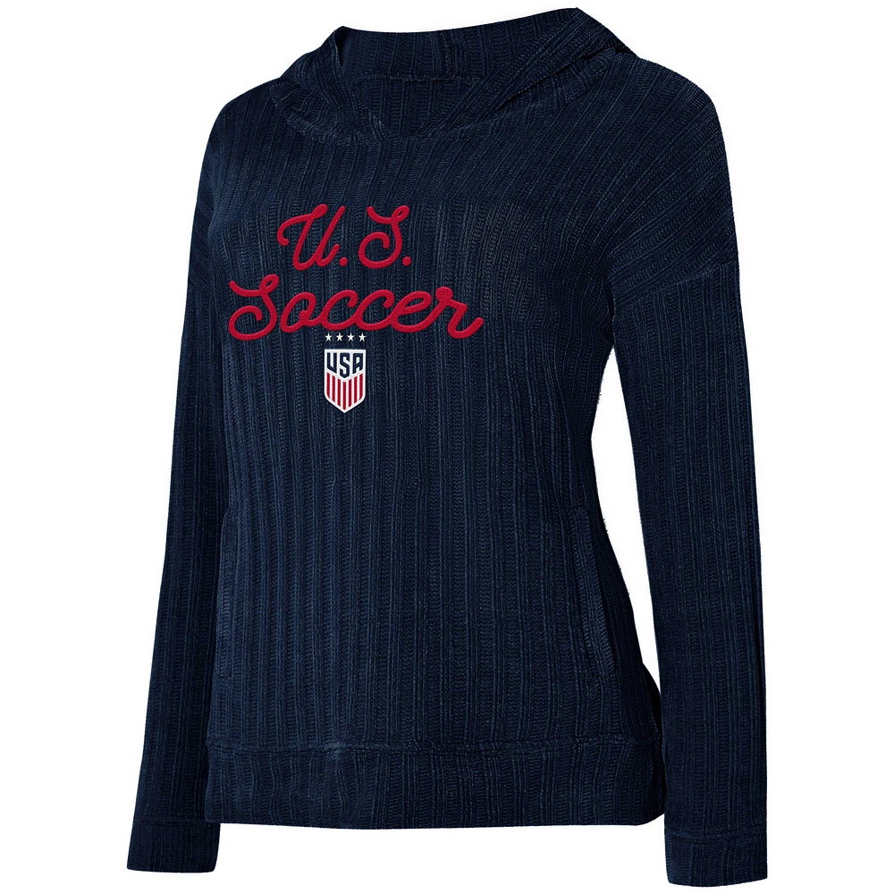 Women's Concepts Sport Navy USWNT Linger Long Sleeve Hooded Top