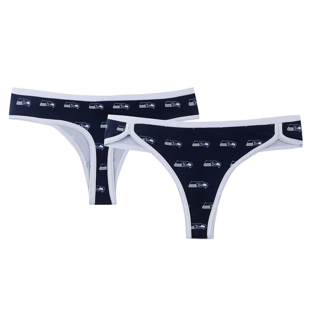 Women's Concepts Sport College Navy Seattle Seahawks Gauge Allover Print Knit Thong