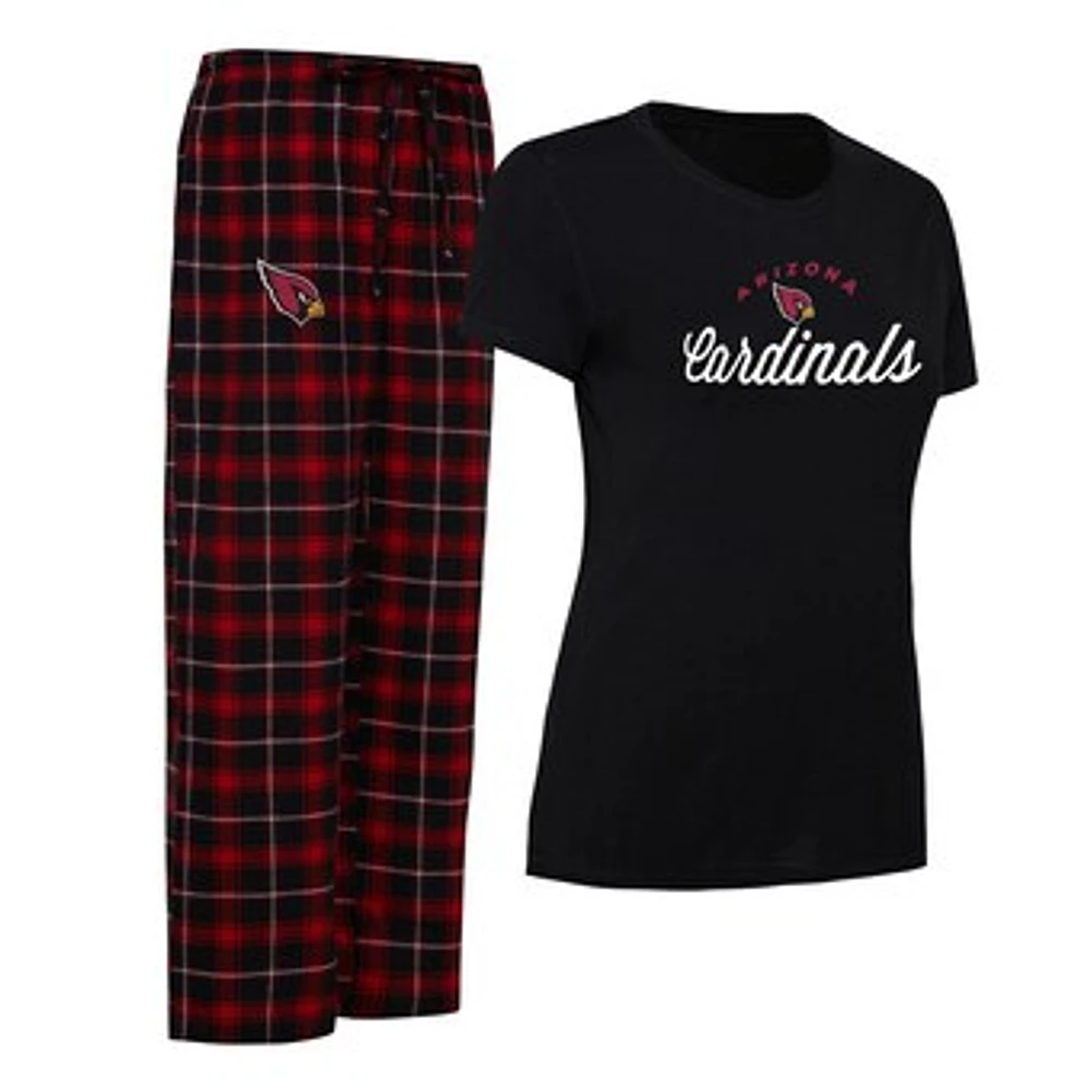 Women's Concepts Sport Black/Cardinal Arizona Cardinals Arctic T-Shirt & Flannel Pants Sleep Set