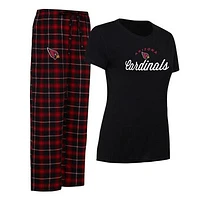 Women's Concepts Sport Black/Cardinal Arizona Cardinals Arctic T-Shirt & Flannel Pants Sleep Set