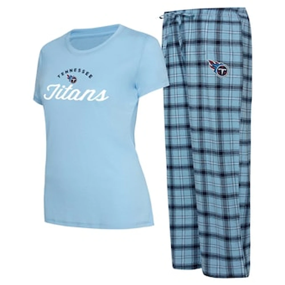 Women's Concepts Sport Light Blue/Navy Tennessee Titans Arctic T-Shirt & Flannel Pants Sleep Set