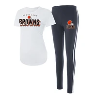 Women's Concepts Sport White/Charcoal Cleveland Browns Sonata T-Shirt & Leggings Set