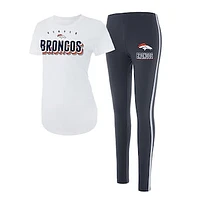 Women's Concepts Sport White/Charcoal Denver Broncos Sonata Short Sleeve Top & Leggings Set