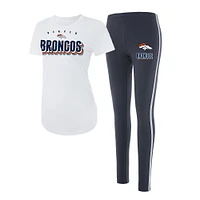Women's Concepts Sport White/Charcoal Denver Broncos Sonata Short Sleeve Top & Leggings Set