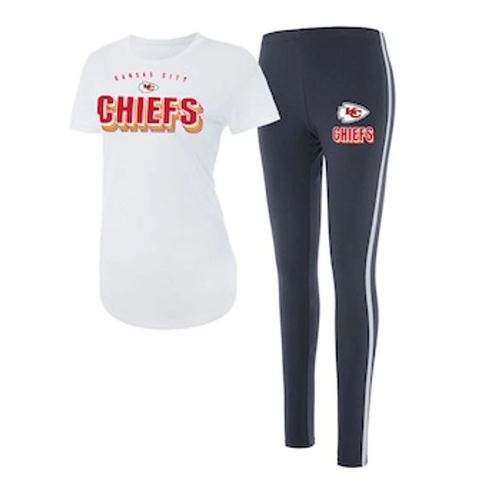 Women's Concepts Sport White/Charcoal Kansas City Chiefs Sonata T-Shirt & Leggings Set