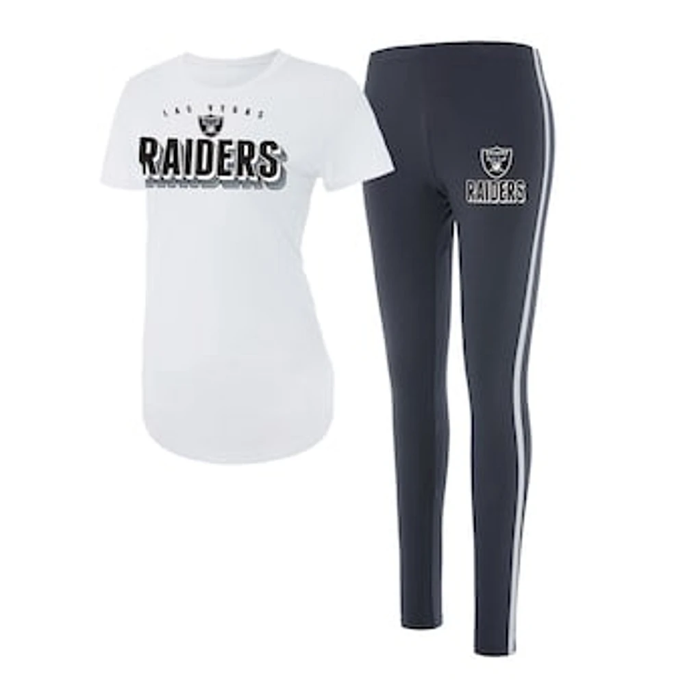 Women's Concepts Sport White/Charcoal Las Vegas Raiders Sonata T-Shirt & Leggings Set