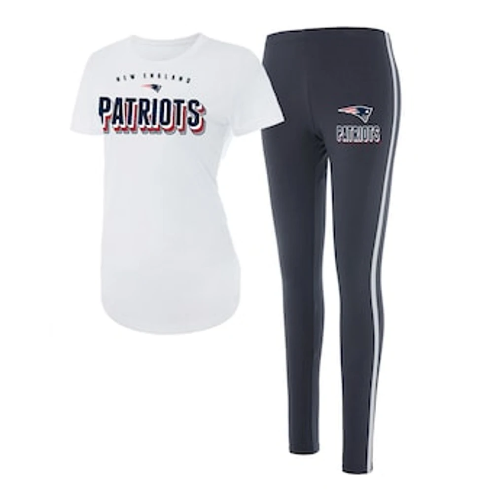 Women's Concepts Sport White/Charcoal New England Patriots Sonata T-Shirt & Leggings Set