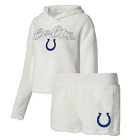 Women's Concepts Sport  White Indianapolis Colts Fluffy Pullover Sweatshirt & Shorts Sleep Set