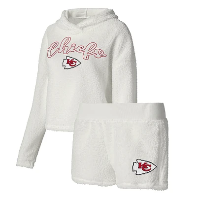 Women's Concepts Sport  White Kansas City Chiefs Fluffy Pullover Sweatshirt & Shorts Sleep Set