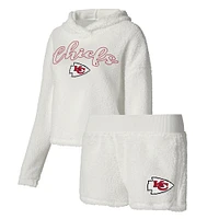 Women's Concepts Sport  White Kansas City Chiefs Fluffy Pullover Sweatshirt & Shorts Sleep Set