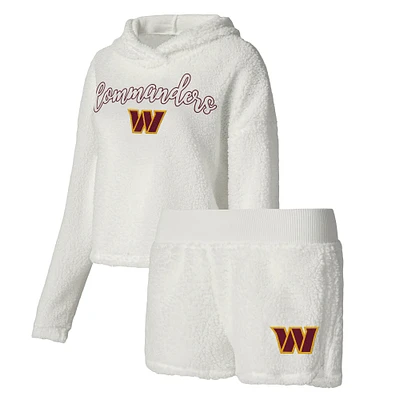 Women's Concepts Sport  White Washington Commanders Fluffy Pullover Sweatshirt & Shorts Sleep Set