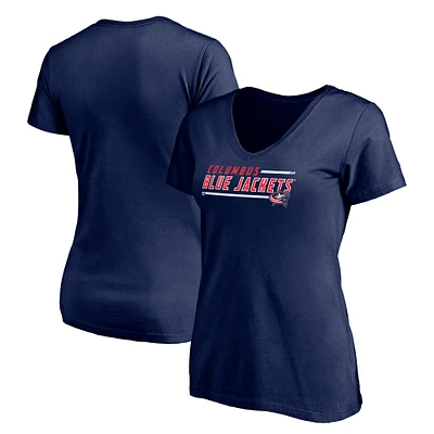 Women's Navy Columbus Blue Jackets Mascot Bounds V-Neck T-Shirt