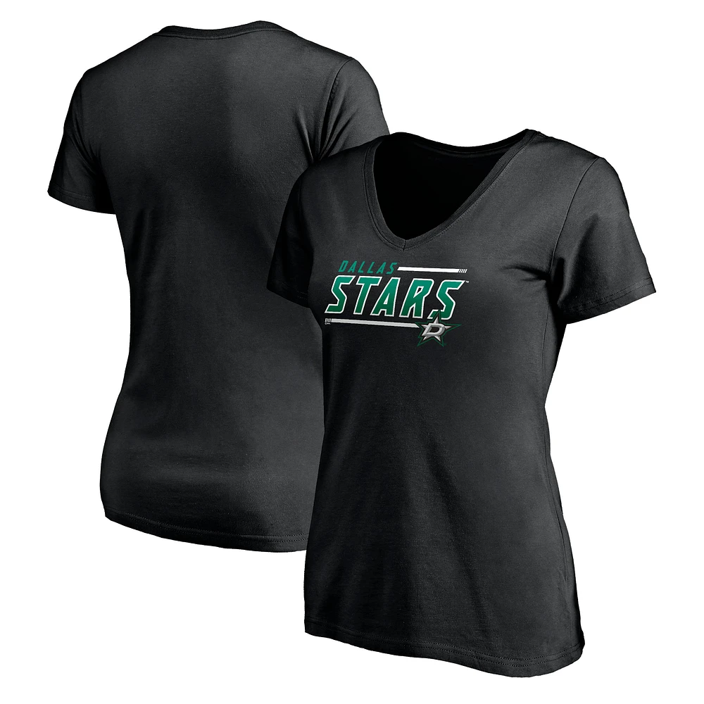 Women's Black Dallas Stars Mascot Bounds V-Neck T-Shirt