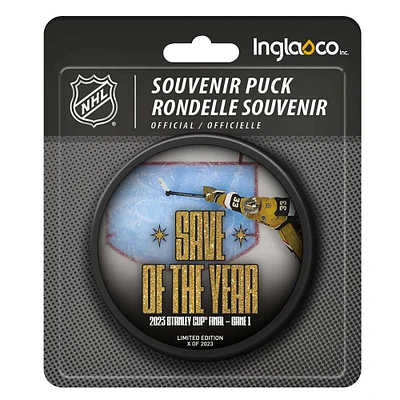 Adin Hill Vegas Golden Knights Inglasco Stanley Cup Final Save Hockey Puck - Limited Edition of 2023