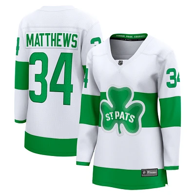 Women's Fanatics Auston Matthews White Toronto Maple Leafs St. Patricks Alternate Premier Breakaway Player Jersey