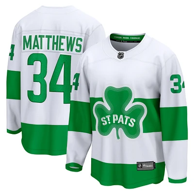 Men's Fanatics Auston Matthews White Toronto Maple Leafs St. Patricks Alternate Premier Breakaway Player Jersey