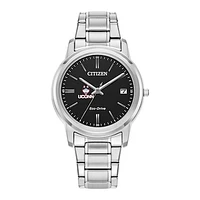 Women's Citizen Watch Silver UConn Huskies Eco-Drive Black Dial Stainless Steel Watch