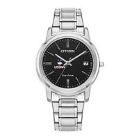Women's Citizen Watch Silver UConn Huskies Eco-Drive Black Dial Stainless Steel Watch
