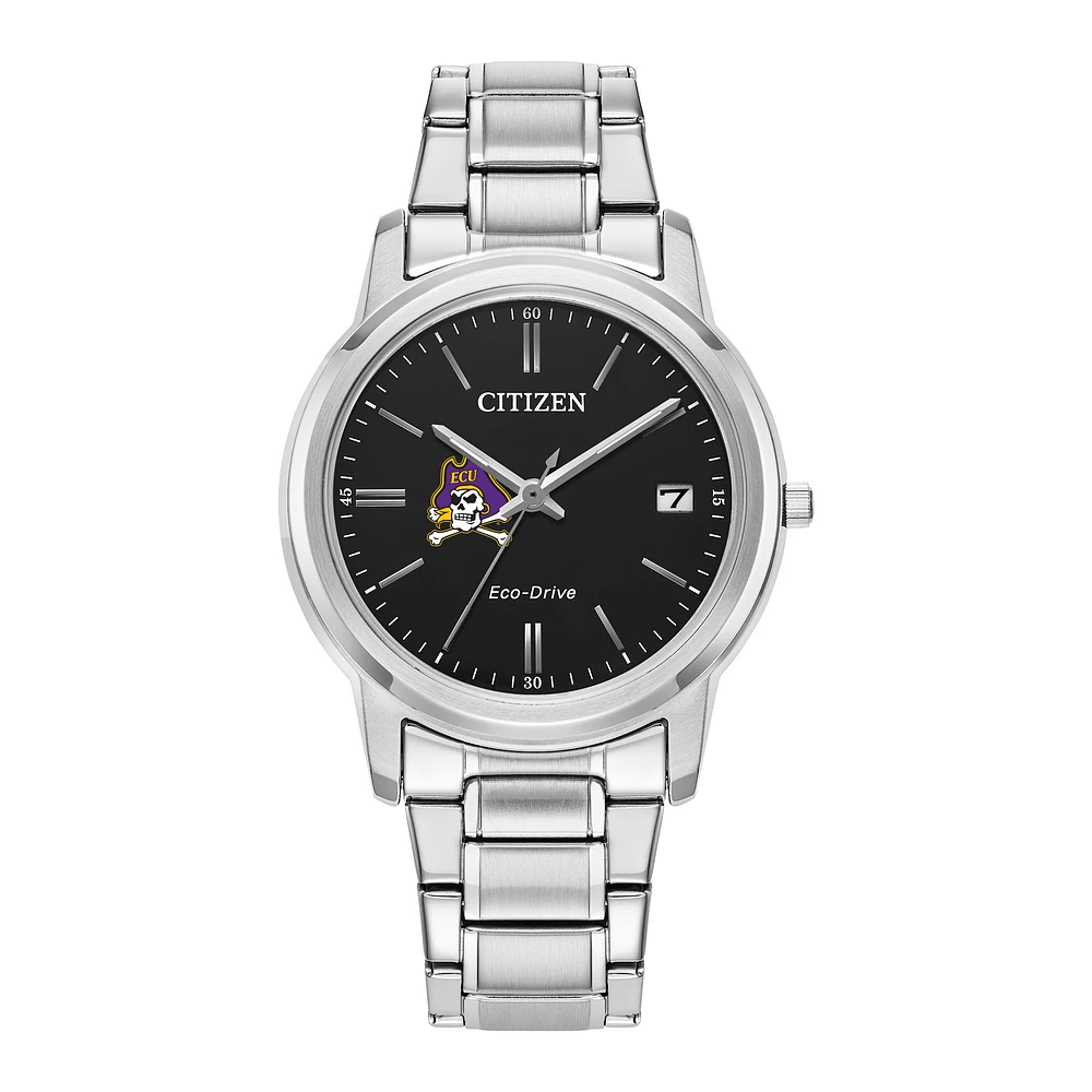 Women's Citizen Watch Silver ECU Pirates Eco-Drive Black Dial Stainless Steel Watch