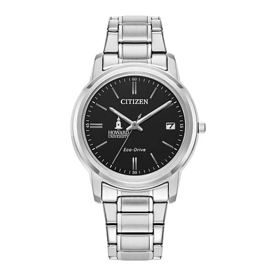 Women's Citizen Watch Silver Howard Bison Eco-Drive Black Dial Stainless Steel Watch