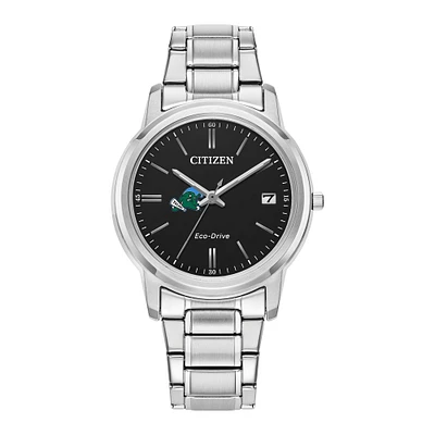Women's Citizen Watch Silver Tulane Green Wave Eco-Drive Black Dial Stainless Steel Watch