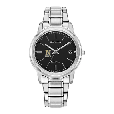 Women's Citizen Watch Silver Navy Midshipmen Eco-Drive Black Dial Stainless Steel Watch