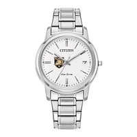 Women's Citizen Watch Silver Army Black Knights Eco-Drive Black Dial Stainless Steel Watch