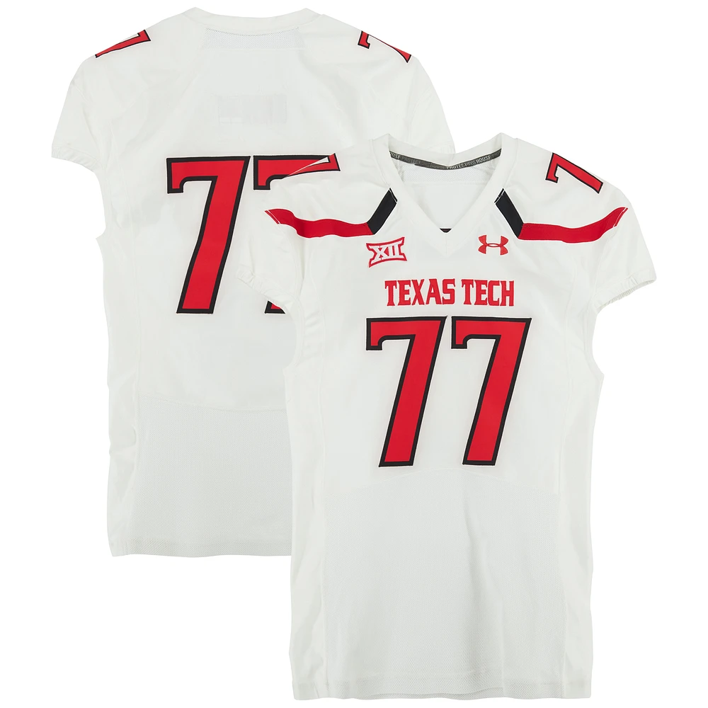 Texas Tech Red Raiders Team-Issued #77 White Jersey from the 2014 NCAA Football Season