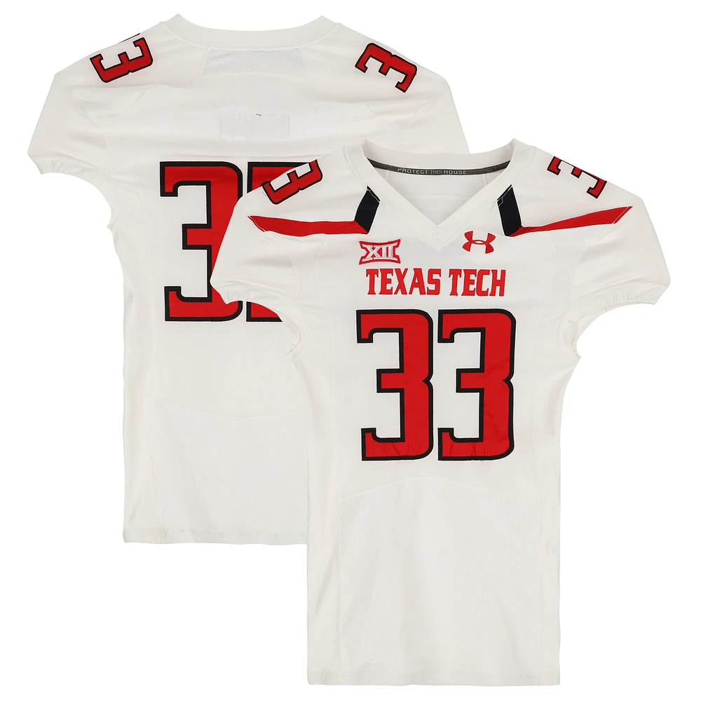 Texas Tech Red Raiders Team-Issued #33 White Jersey from the NCAA Football Season