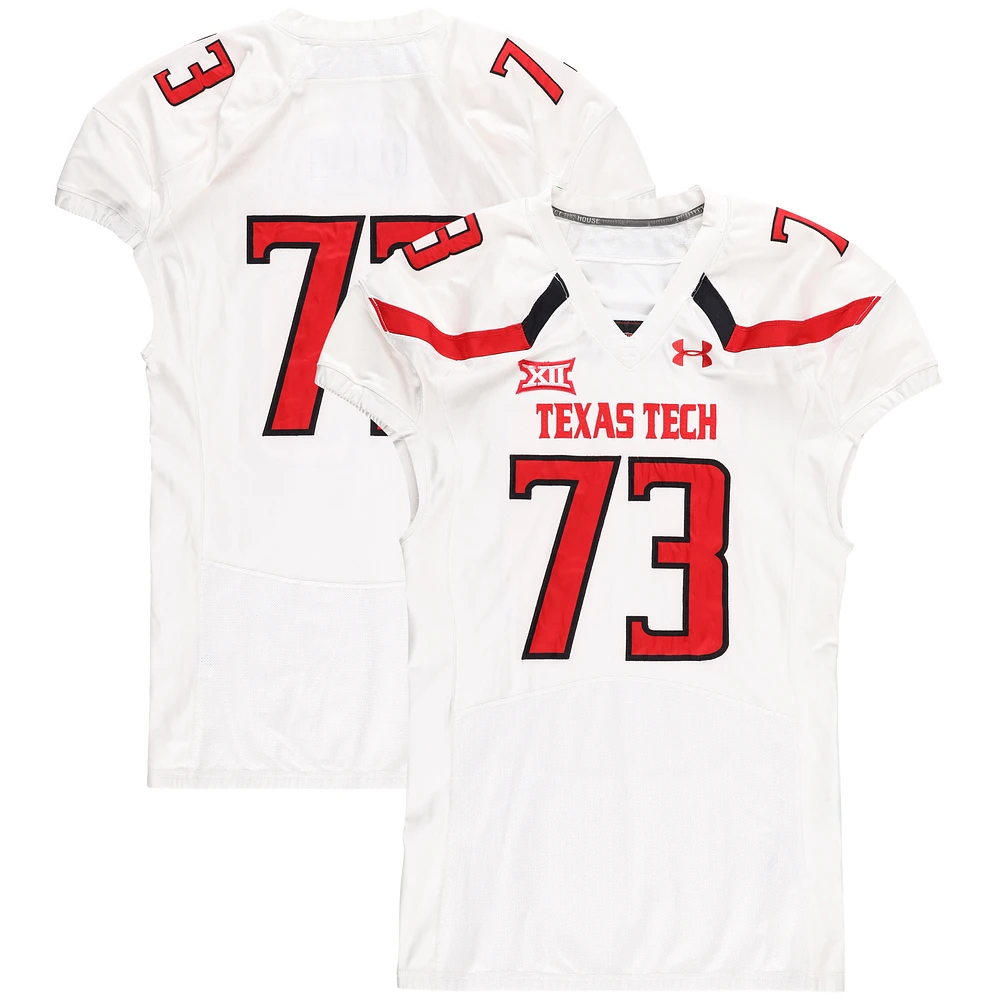 Texas Tech Red Raiders Team-Issued #73 White Jersey from the NCAA Football Season