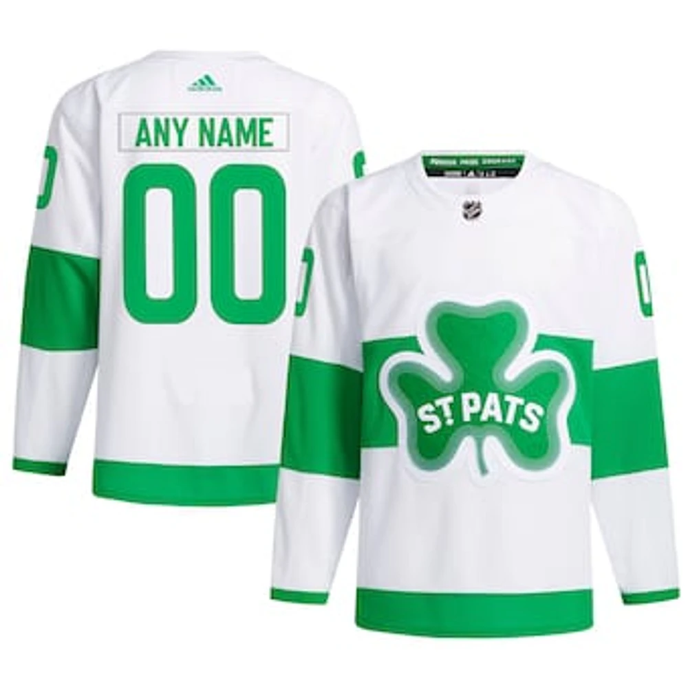 Men's adidas  White Toronto Maple Leafs St. Patricks Alternate Primegreen Authentic Custom Jersey