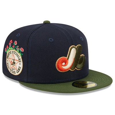 Men's New Era Navy Montreal Expos Cooperstown Collection Sprouted 59FIFTY Fitted Hat