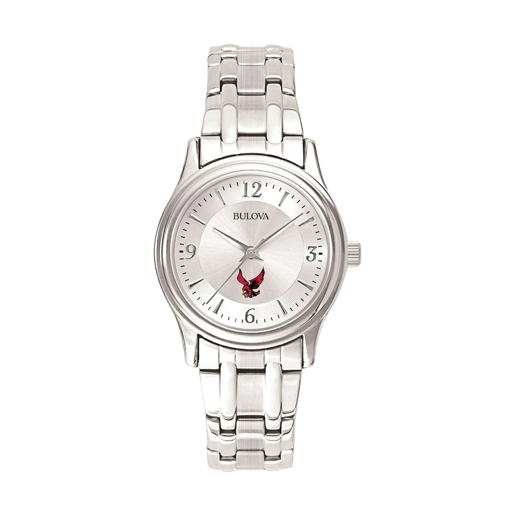Women's Bulova Silver Roberts Wesleyan Redhawks Silver-Tone Dial Stainless Steel Quartz Watch