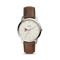 Men's Fossil  Silver Pierce College Raiders The Minimalist Brown Leather Watch