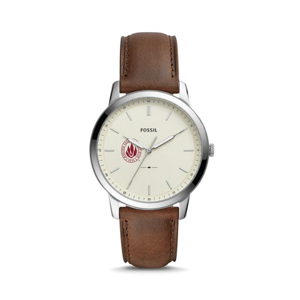 Men's Fossil Silver Rhode Island Anchormen The Minimalist Brown Leather Watch