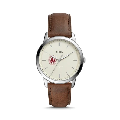 Men's Fossil  Silver Rhode Island Anchormen The Minimalist Brown Leather Watch