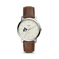 Men's Fossil  Silver Westfield State Owls The Minimalist Brown Leather Watch