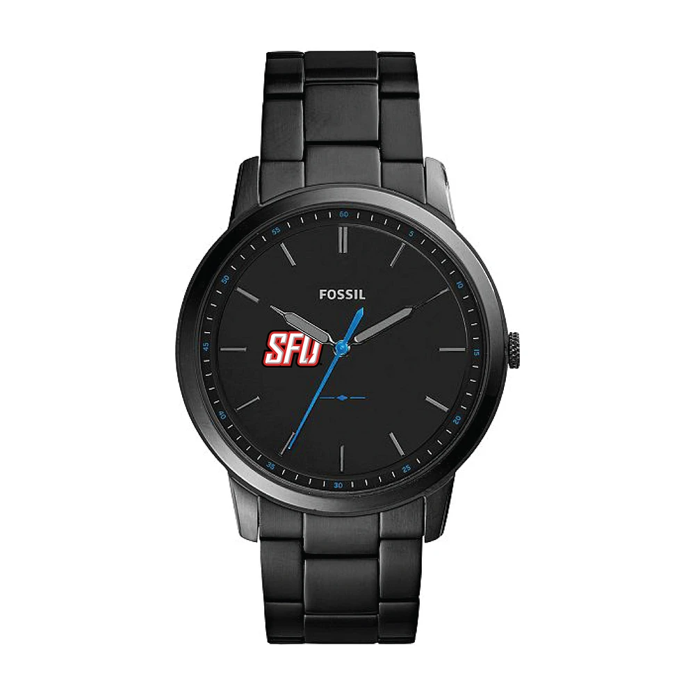 Men's Fossil Black Saint Francis Red Flash Minimalist Slim Stainless Steel Watch