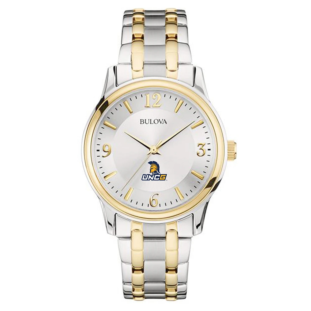 Men's Bulova Silver/Gold UNC Greensboro Spartans Two-Tone Stainless Steel Watch