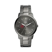 Men's Fossil  Gray Rhode Island Anchormen Minimalist Three-Hand Smoke Watch