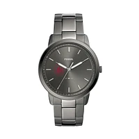 Men's Fossil  Gray Rhode Island Anchormen Minimalist Three-Hand Smoke Watch